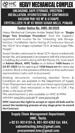 Heavy Mechanical Complex Islamabad Tender Notice